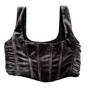 Zara Women’s Charcoal Velvet Side Zip Corset Top size Medium